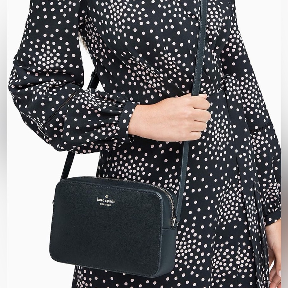 Kate Spade Harper Leather Crossbody Purse in Black